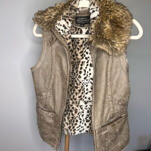 Cheetah print fur lined vest